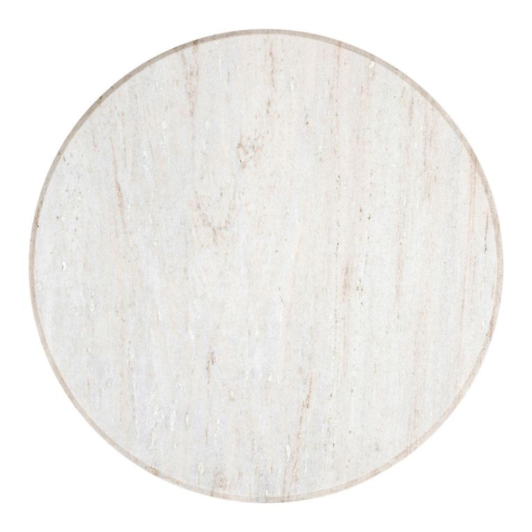 Mayfield White Marble Top Round Coffee Table - Dark Wood Fluted Base