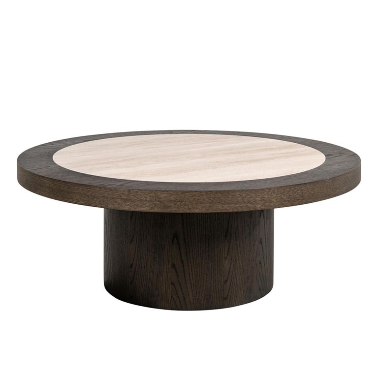 Nando Coffee Table - Round - Brown - Ceramic and Oak