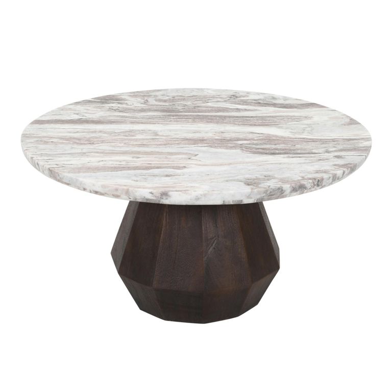 Oberoy Coffee Table - Round - Blush Beige - Marble and Mango Wood