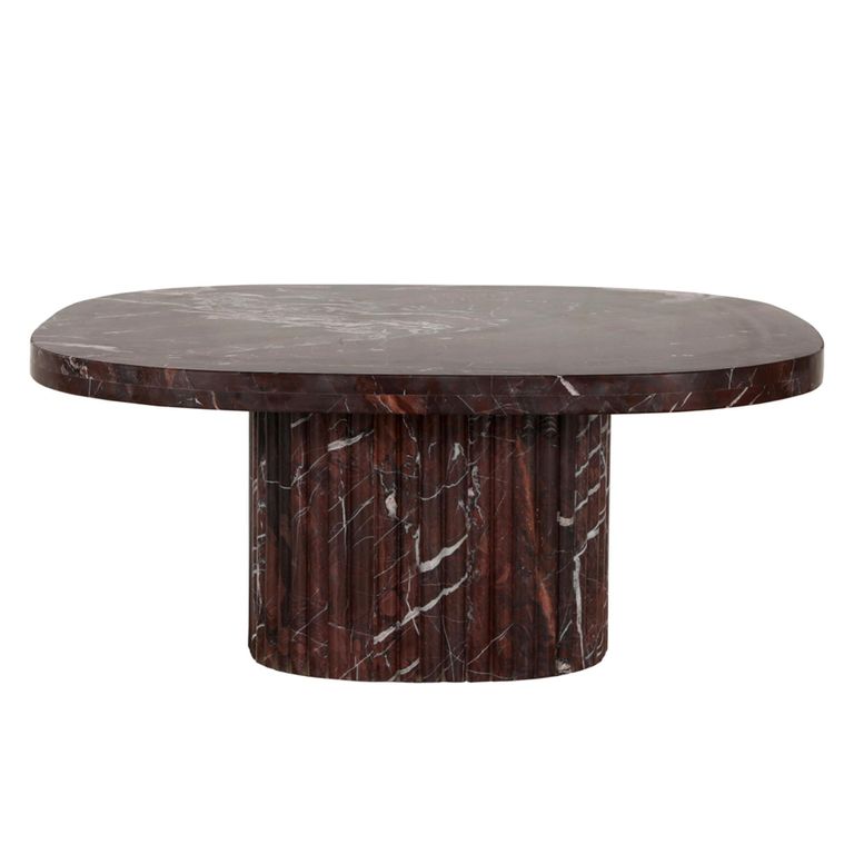 Orchid Fluted Coffee Table - Square - Burgundy - Marble