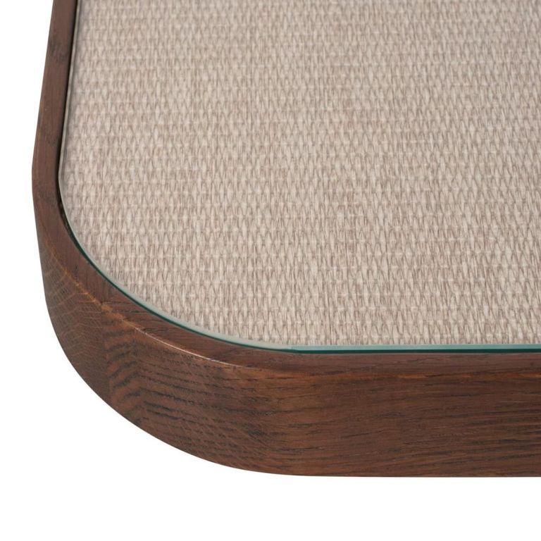 Willox Curved Coffee Table - Set of 2 - Square - Beige and Brown - Glass and Oak