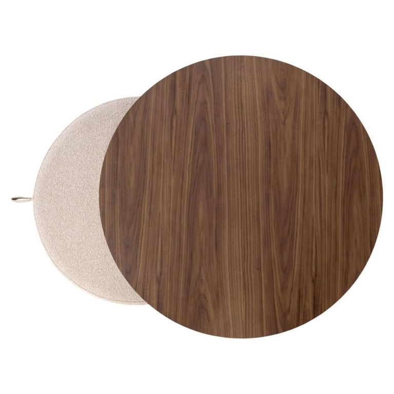 Windsor Coffee Table - 2 Tier - Round - Beige and Walnut - Wood and Fabric