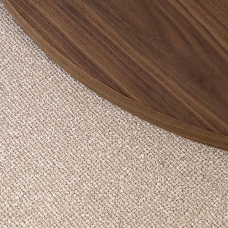 Windsor Coffee Table - 2 Tier - Round - Beige and Walnut - Wood and Fabric