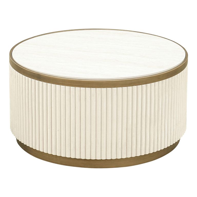 Tivoli Fluted Coffee Table - 2 Tier - Round - White - Ceramic