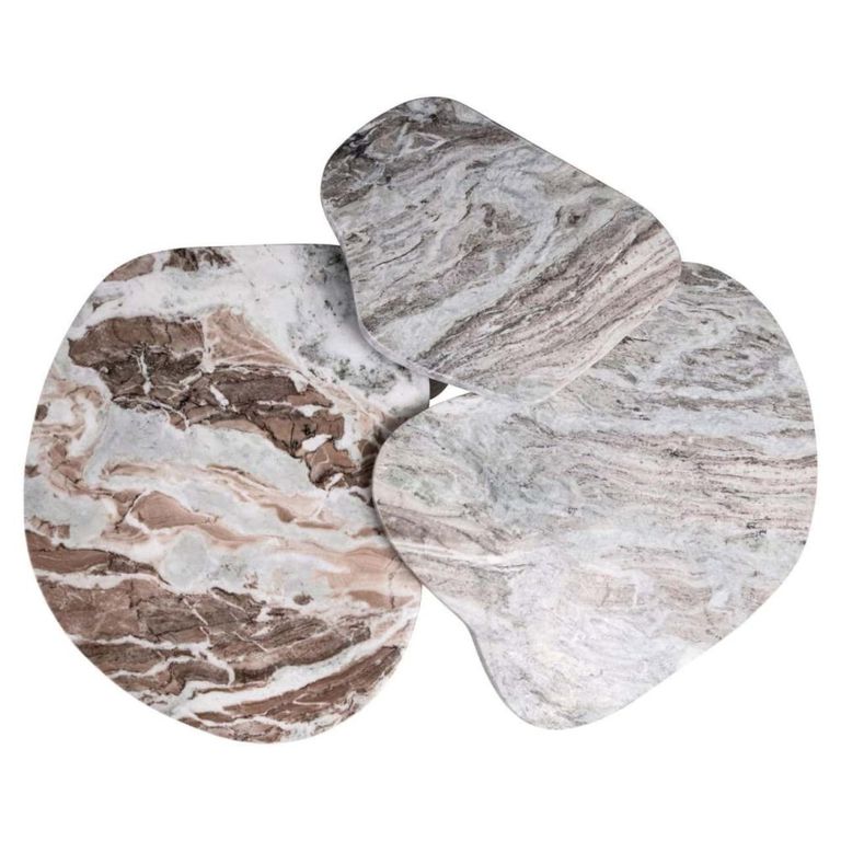 Camino Coffee Table - Set of 3 - Abstract - Blush Beige - Marble