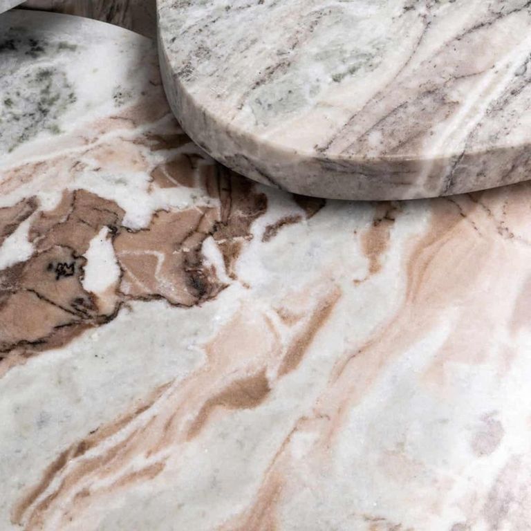 Camino Coffee Table - Set of 3 - Abstract - Blush Beige - Marble