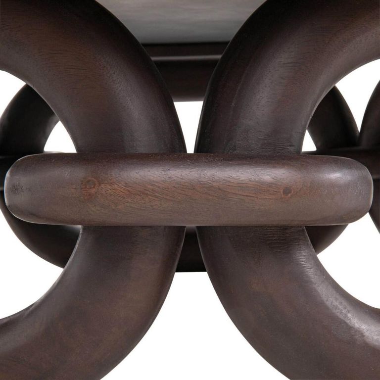 Chainey Coffee Table - Round - Ash Brown - Travertine and Mango Wood