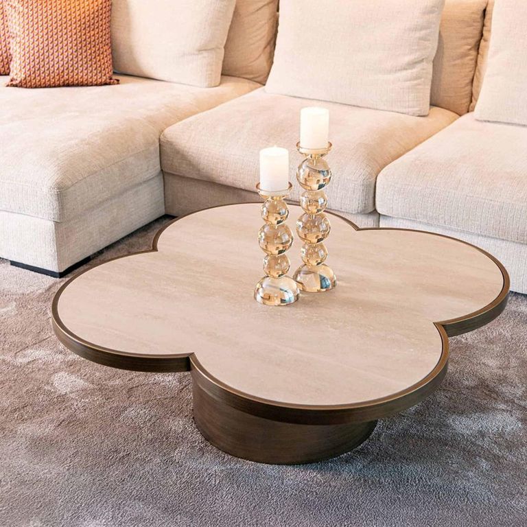 Clover Coffee Table - Abstract - Beige - Ceramic and Metal