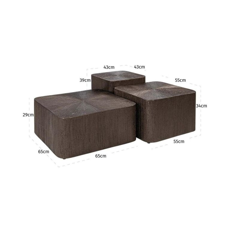 Cubes Coffee Table - Set of 2 - Low - Square - Brunzae - Metal