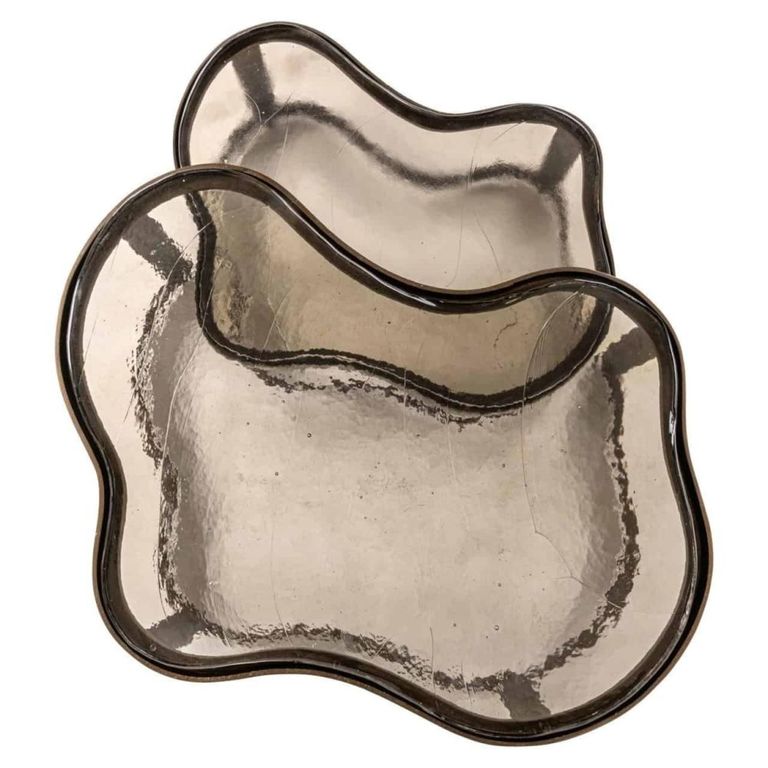 Fairfield Coffee Table - Set of 2 - Abstract - Antique Brass - Glass and Metal