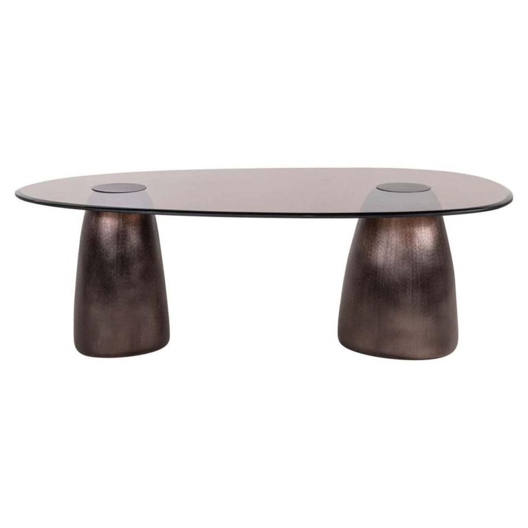 Hayden Coffee Table - Oval - Bronze - Glass and Aluminium