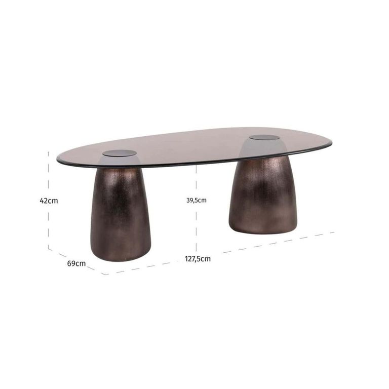 Hayden Coffee Table - Oval - Bronze - Glass and Aluminium