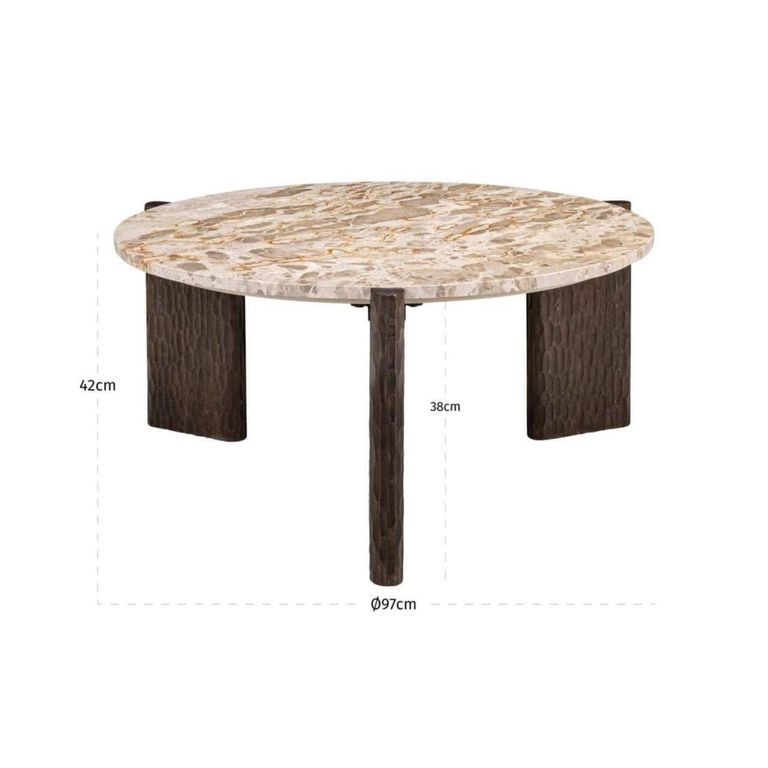 Kato Coffee Table - Round - Natural - Marble and Mango Wood