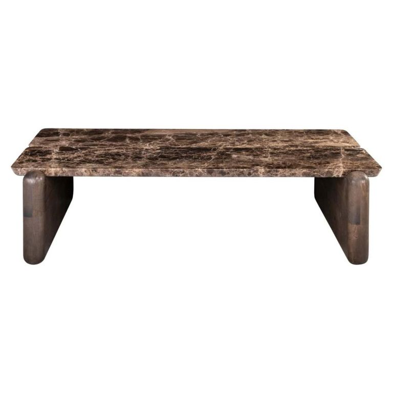 Lagrasse Coffee Table - Low - Dark Brown - Marble and Oak