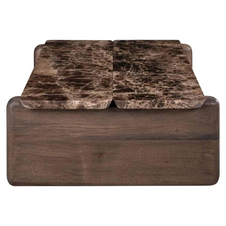 Lagrasse Coffee Table - Low - Dark Brown - Marble and Oak