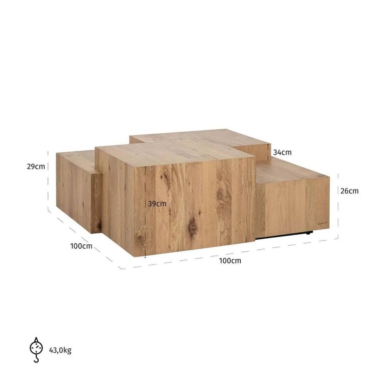 Lennox Coffee Table - Low - Natural - Oak