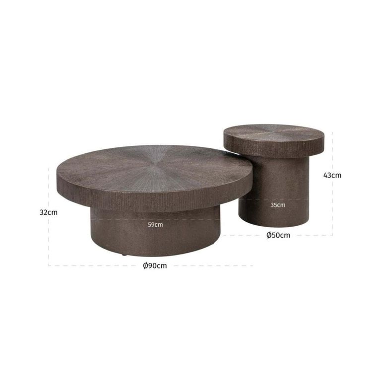 Lindo Coffee Table - Set of 2 - Round - Brunzae - Metal