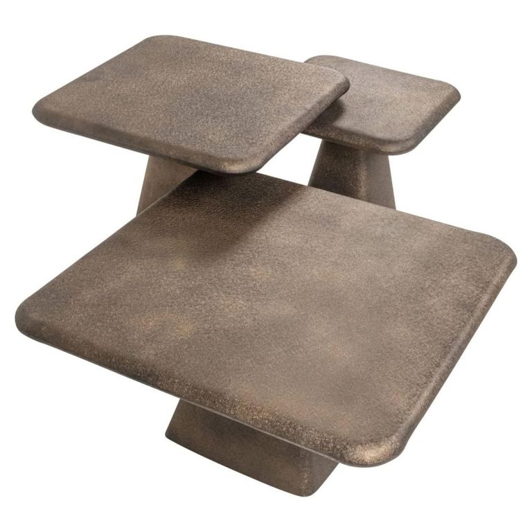 Marlie Coffee Table - Set of 3 - Square - Gold - Metal