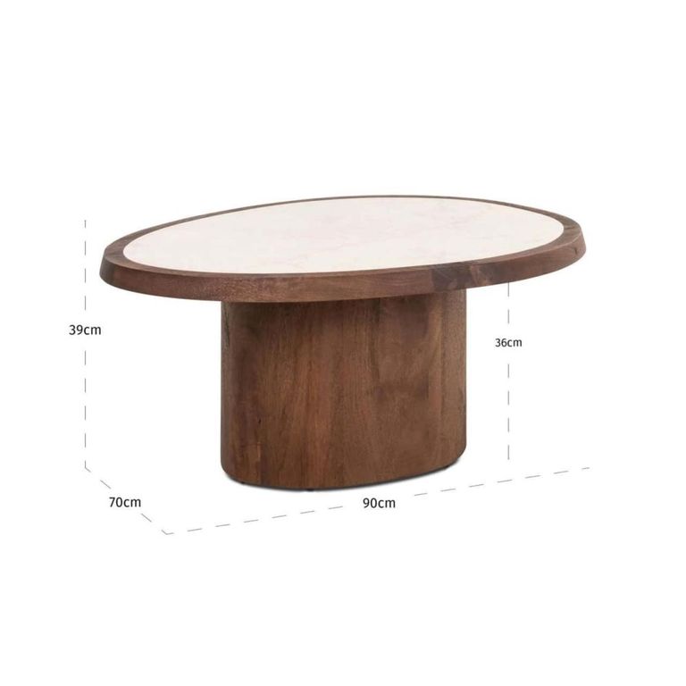 Melrose Coffee Table - Abstract - Spicebrown - Manrble and Mango Wood