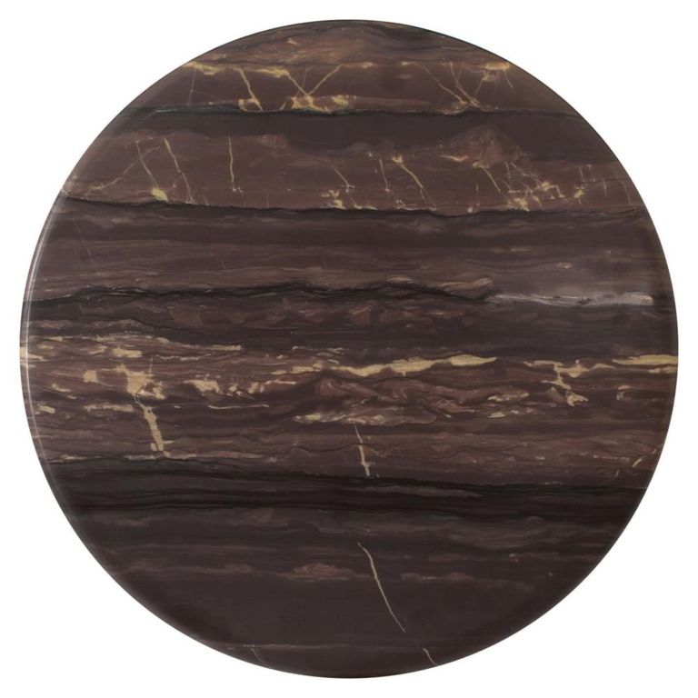 Menton Coffee Table - 2 Tier - Round - Burgundy - Marble and Brass