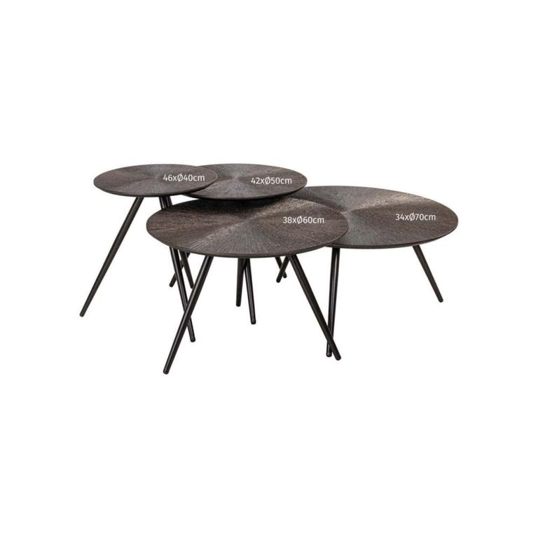 Quadra Coffee Table - Set of 4 - Round - Brunzae - Metal