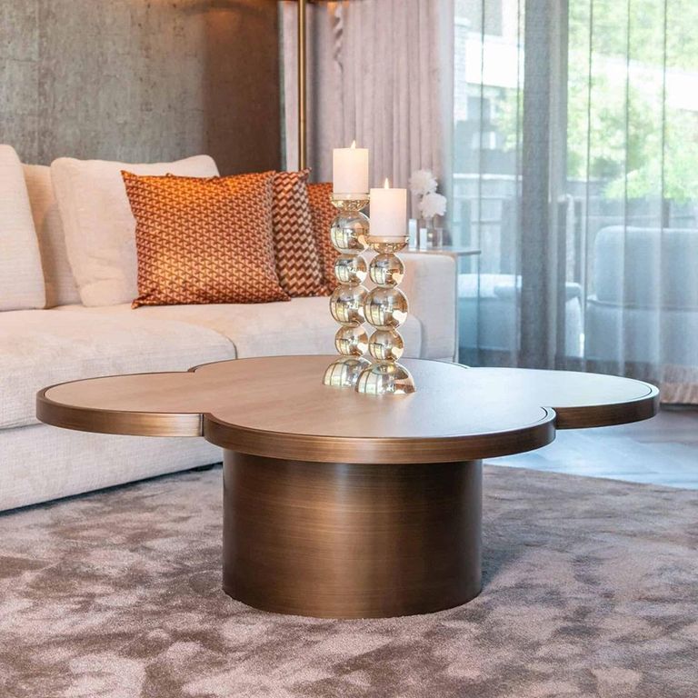 Clover Coffee Table - Abstract - Beige - Ceramic and Metal