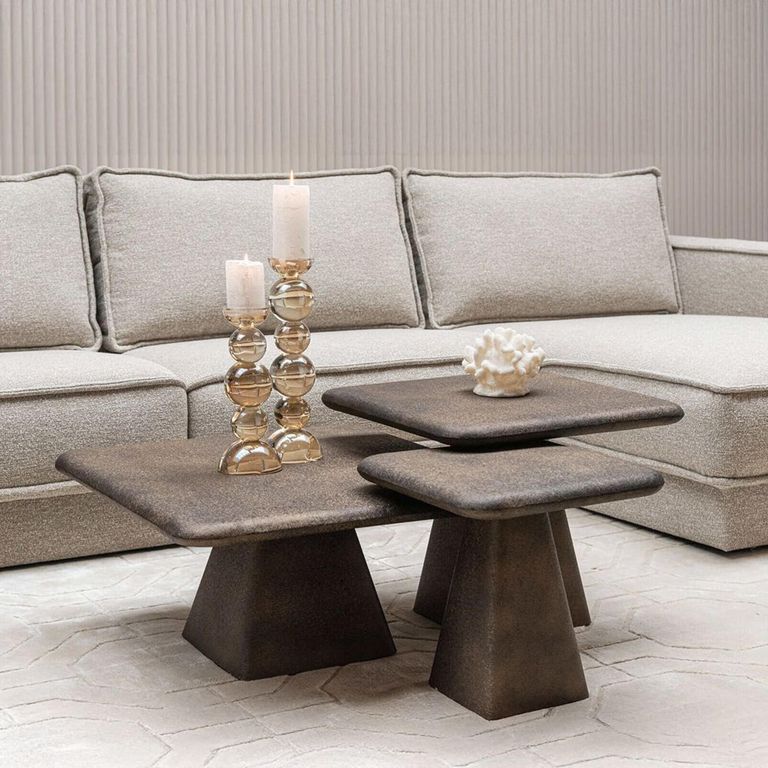 Marlie Coffee Table - Set of 3 - Square - Gold - Metal