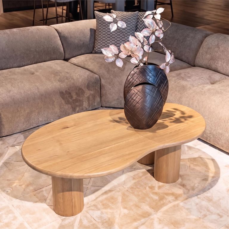 Riva Natural Oak Abstract Shape Coffee Table