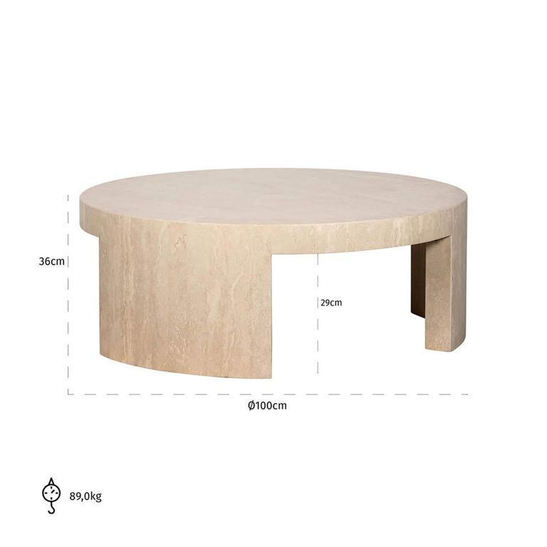 Biltmore Coffee Table - Round - Beige - Travertine