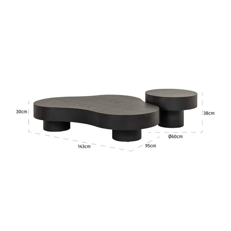 Bogor Set of 2 Dark Wood Coffee Tables