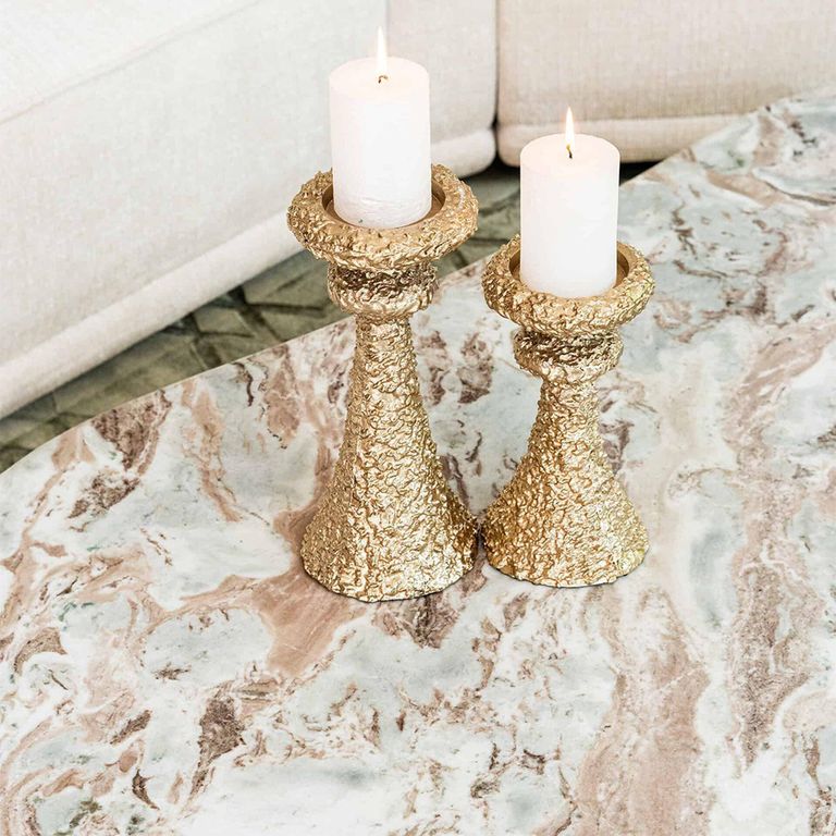 Coronel Beige Marble Coffee Table with Fluted Base