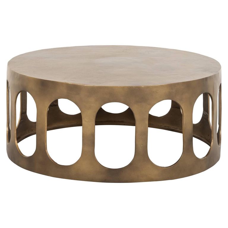 Du Pont Brushed Gold Metal Round Coffee Table