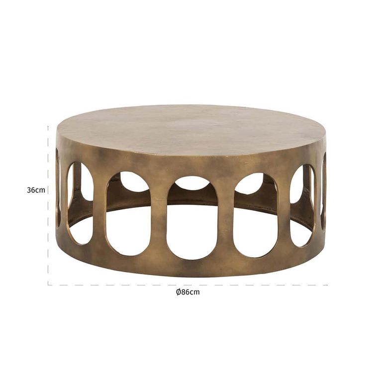 Du Pont Brushed Gold Metal Round Coffee Table