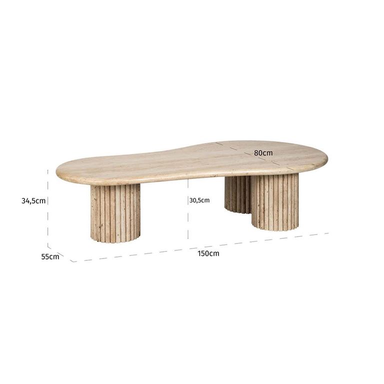 La Cantera Travertine Beige Curved Coffee Table