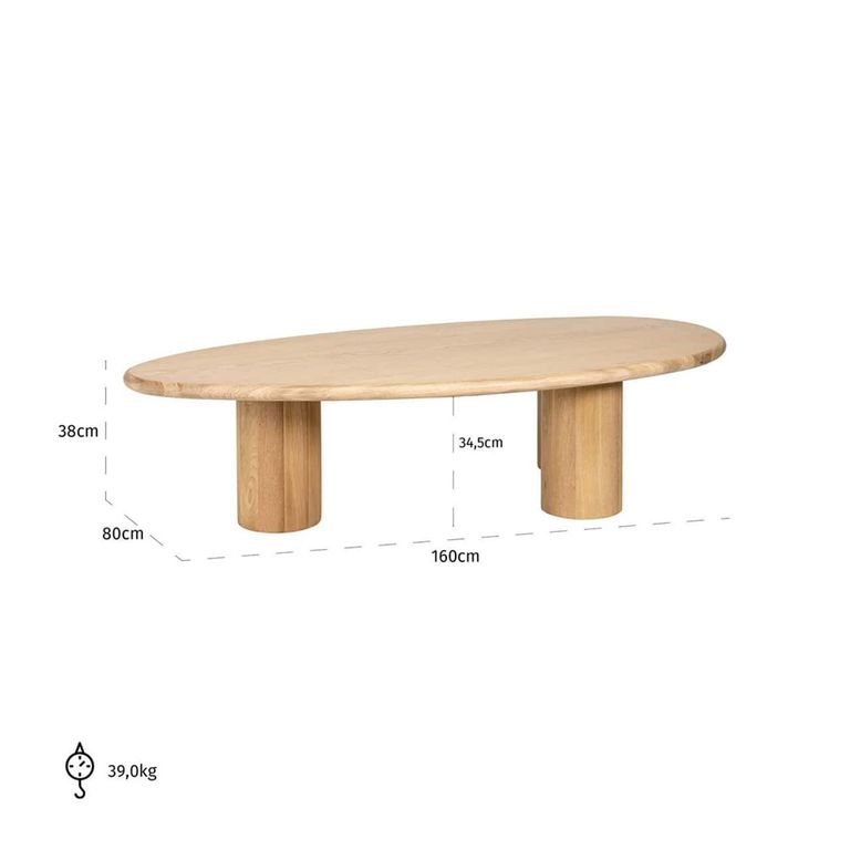 Oakley Natural Oak Curved Coffee Table