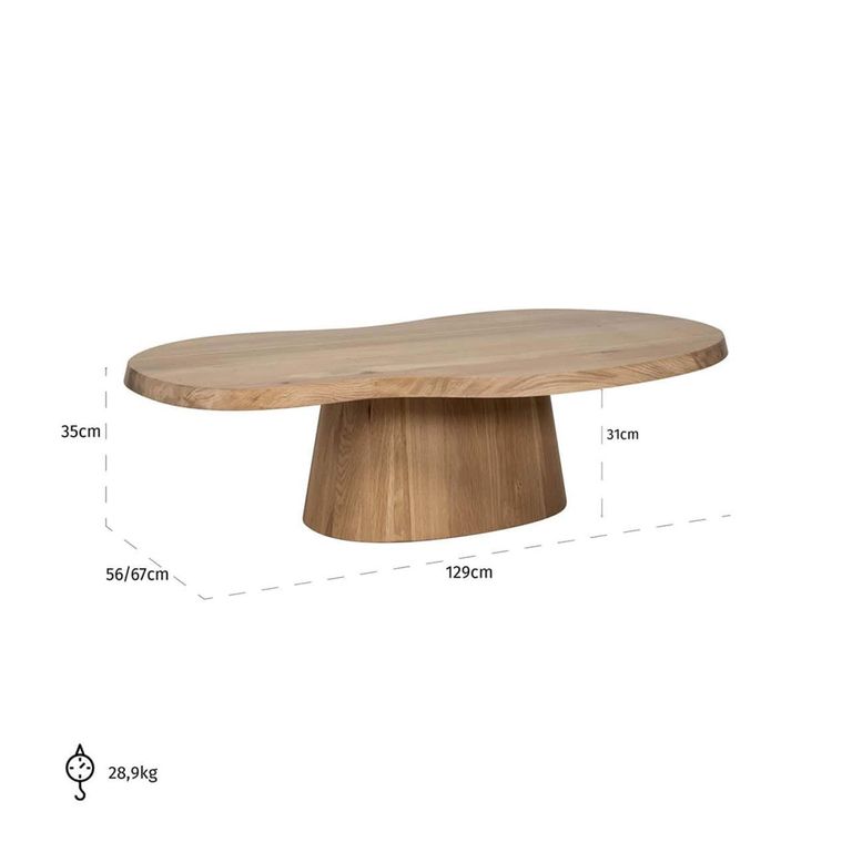 Riva Natural Oak Abstract Shape Coffee Table