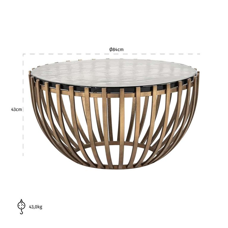 Volante Glass and Gold Round Coffee Table