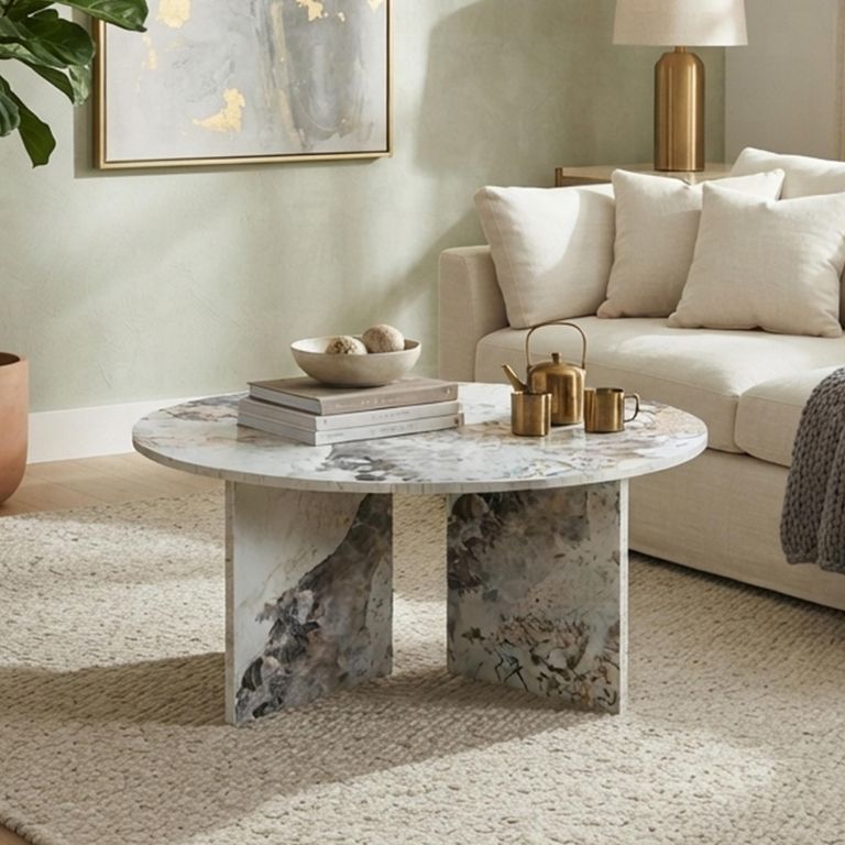 Aura Coffee Table - Round - Pandora - Marble Effect