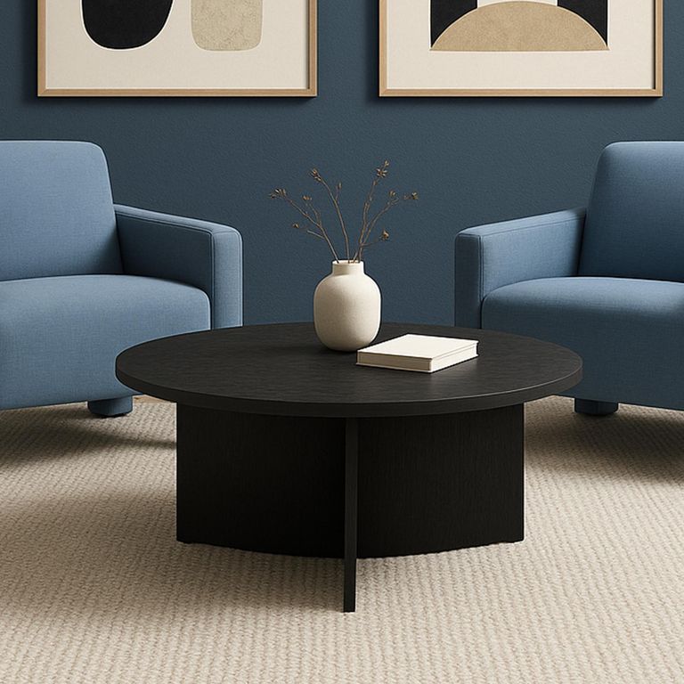 Nova Coffee Table - Round - Black - Woodgrain