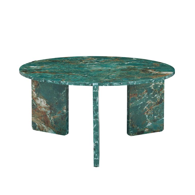 Halo Coffee Table - Round - Amazon Green - Marble Effect