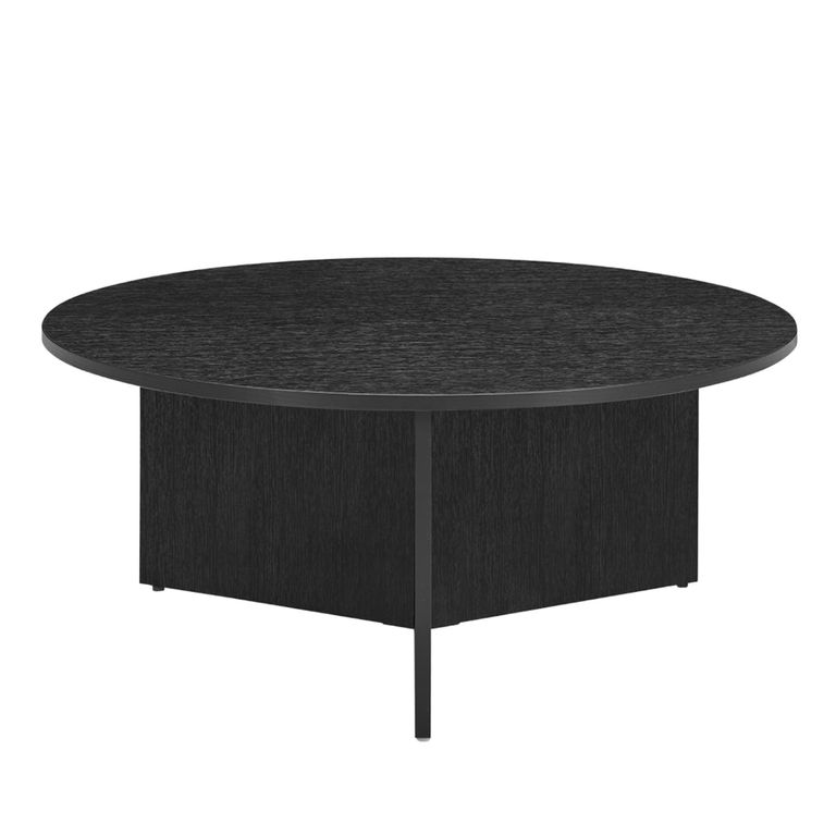 Nova Coffee Table - Round - Black - Woodgrain