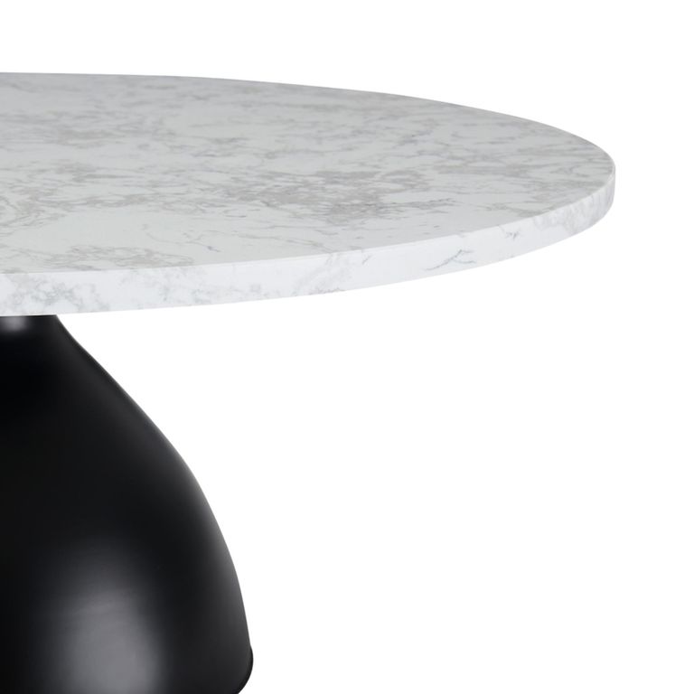 Hazel Coffee Table - Round - Column Base - White and Black - Marble Effect and Metal