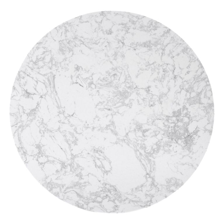Hazel Coffee Table - Round - Column Base - White and Black - Marble Effect and Metal