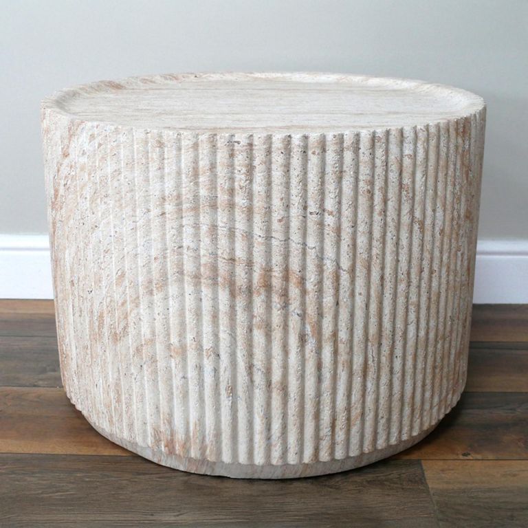 Coffee Table - Round - Fluted Base - Natural Stone Finish