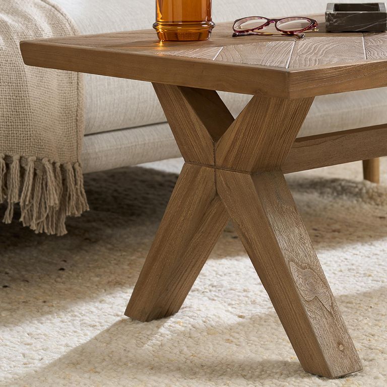 Sorrento Coffee Table - Cross Legs - Chevron - Elm Wood