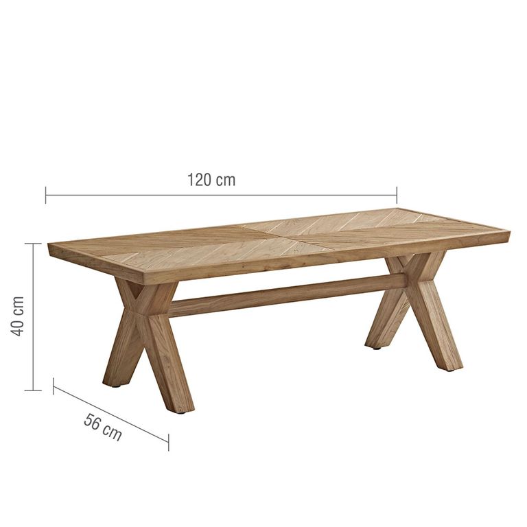 Sorrento Coffee Table - Cross Legs - Chevron - Elm Wood