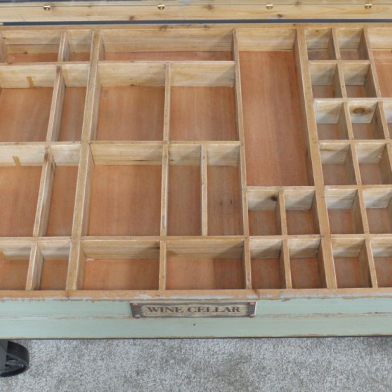 Coffee Table - 1 Door - on Wheels - Glass and Recycled Wood