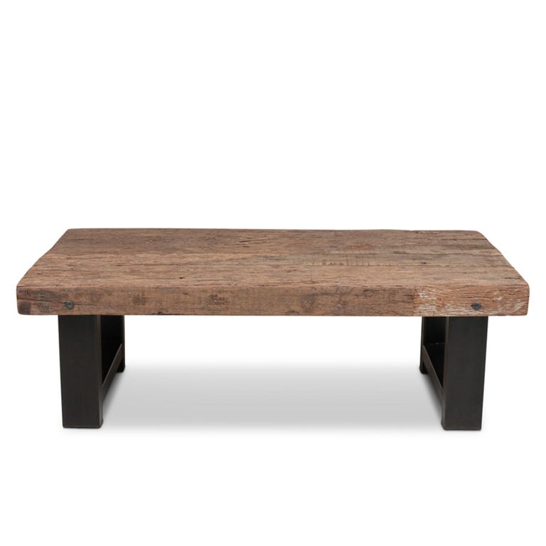 Bassano Coffee Table - Low - Natural and Black - Recycled Wood and Metal
