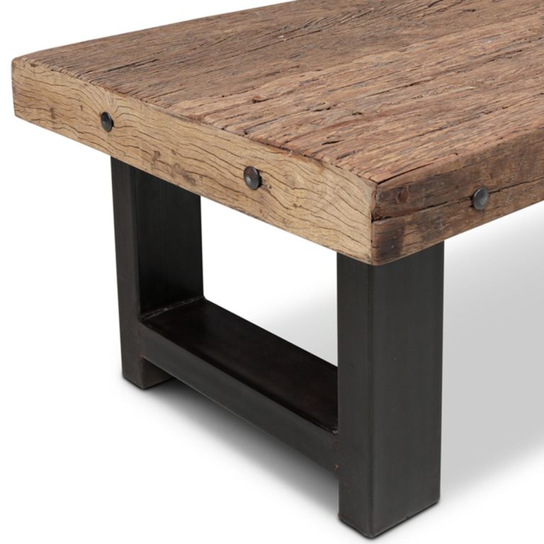 Bassano Coffee Table - Low - Natural and Black - Recycled Wood and Metal