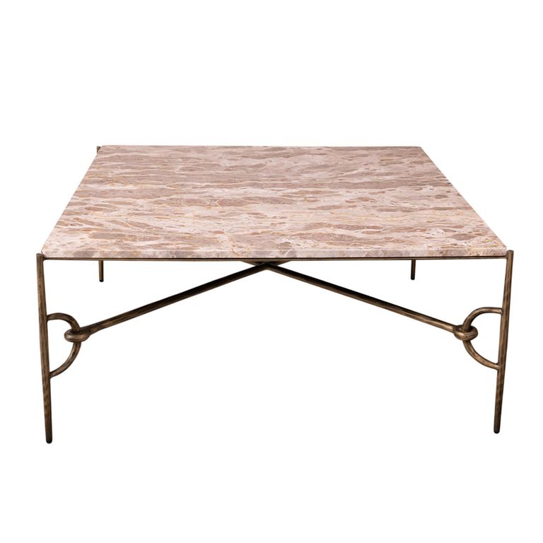 Avola Coffee Table - Square - Natural - Marble and Metal